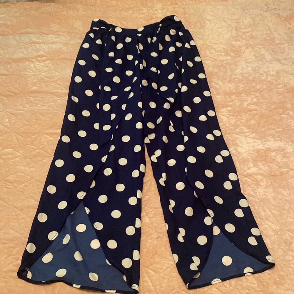 Navy loose polka dot pants